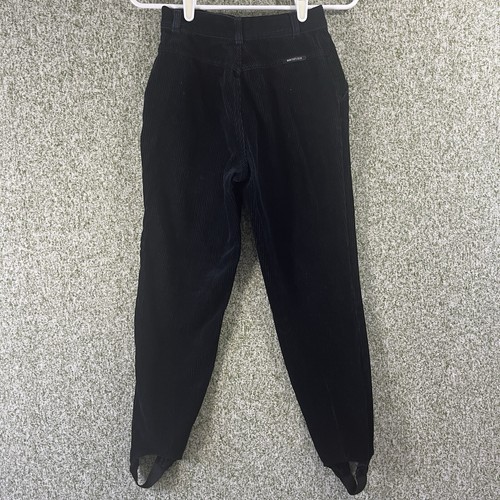 Hunters Glen Pants Junior Women 7 8 Vintage Black Wide Wale Corduroy 80s Stirrup - Picture 5 of 9