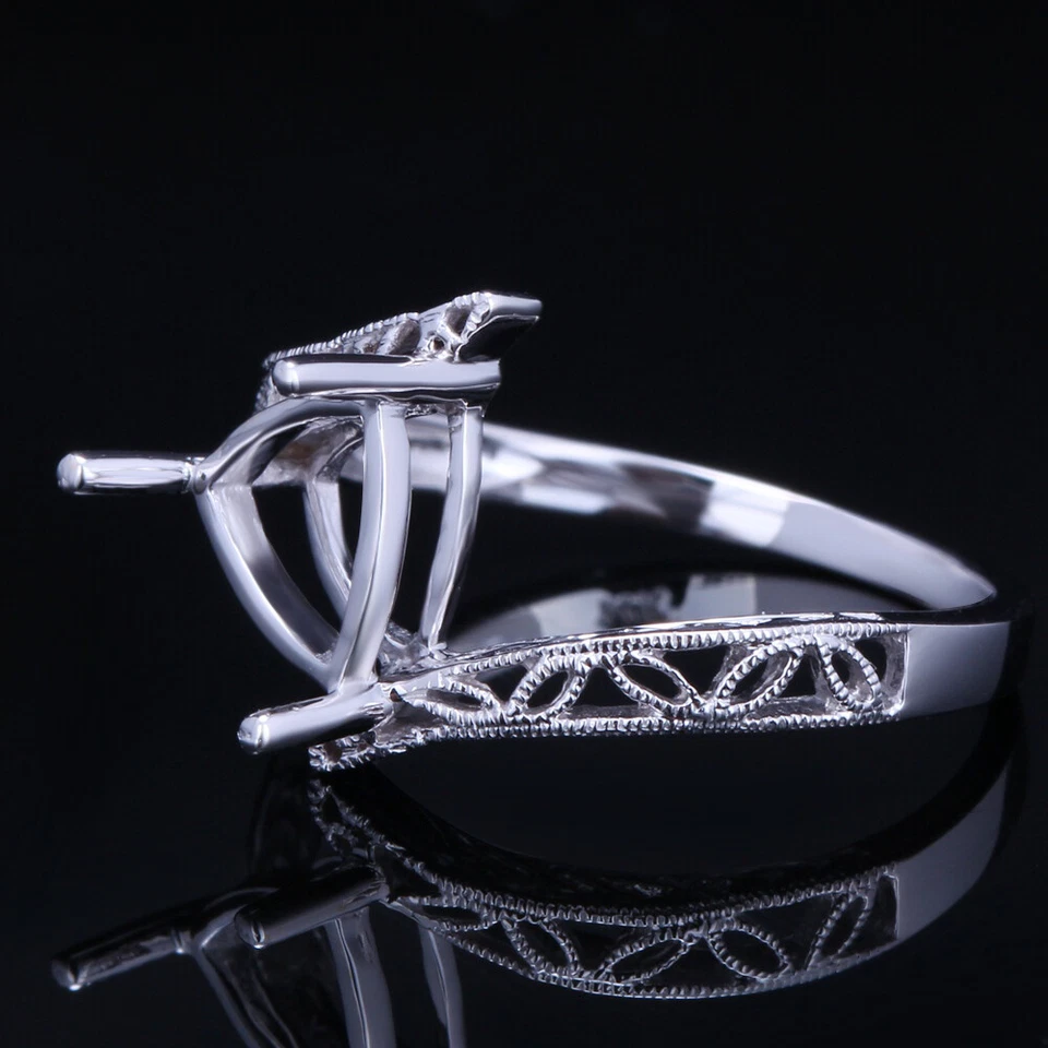7x7-8x8mm Trillion Cut Semi-mount Setting Solid 10k White Gold Fine Ring Jewelry - Image 3 of 4