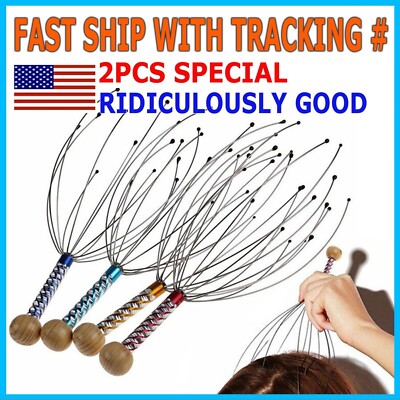 2PCS Head Massager Scratcher Neck Massage Scalp Relax Calm Stress Relief Octopus