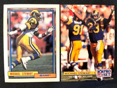 #ad NFL Michael Stewart 1992 Topps amp; 1992 Pro Set Football Rams $0.99