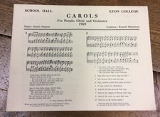 Vintage Eton Carol Service Sheet 1969