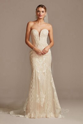 oleg cassini rose gold wedding dress Oleg Cassini Metallic Lace Plus Size Wedding Dresses... From Lindaxu90, $132.42