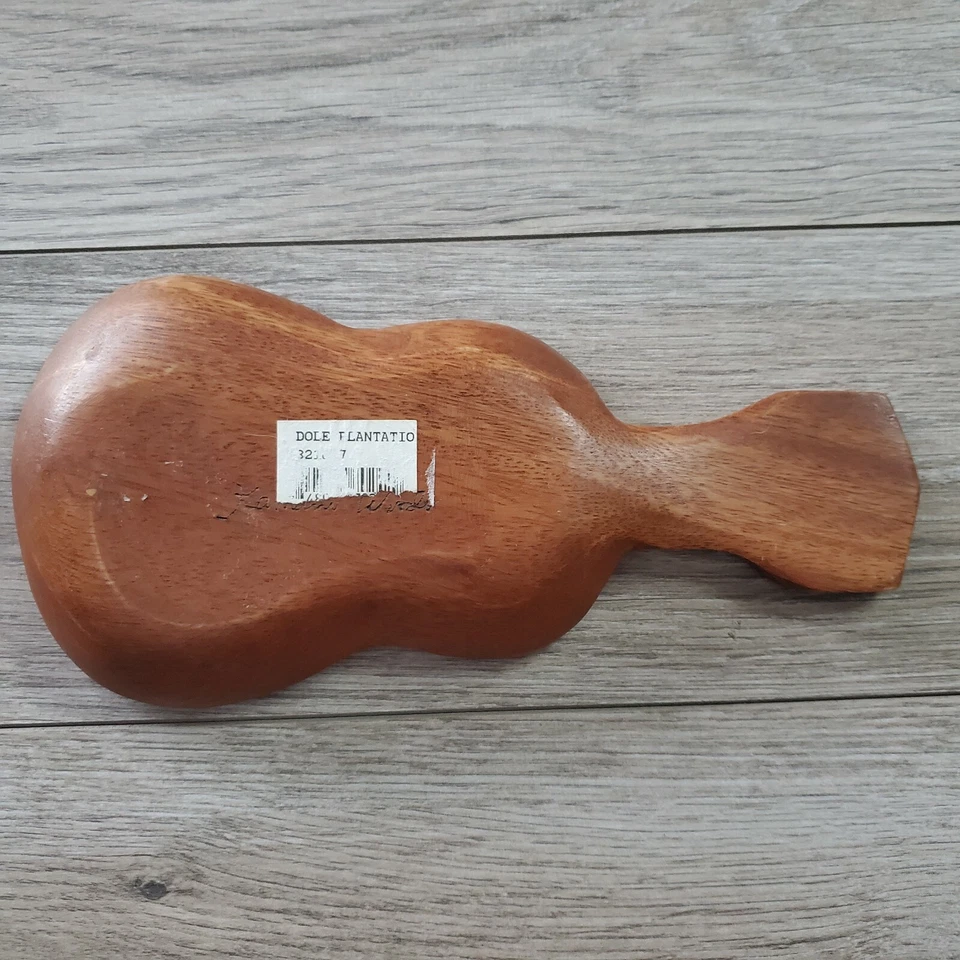 Wooden Handmade Carved Small Guitar Trinket Wooden Tray - Image 3 of 4
