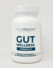 PureHealth Research Gut Wellness Formula - 60 Vegetarian Capsules, EXP 8/2026