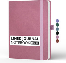 Lined Journal Notebook, A5, 192 Pages 100 GSM Thick Paper, Hardcover Leather Col