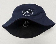 BUCKET HAT SMILEY FACE Reversible Navy Blue And Black side