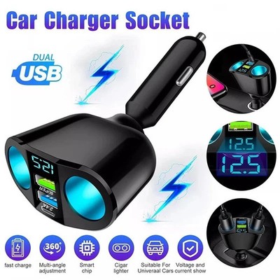 Dual-Port Car Charger Adapter Digital Display Fast Charging for Multiple Devices