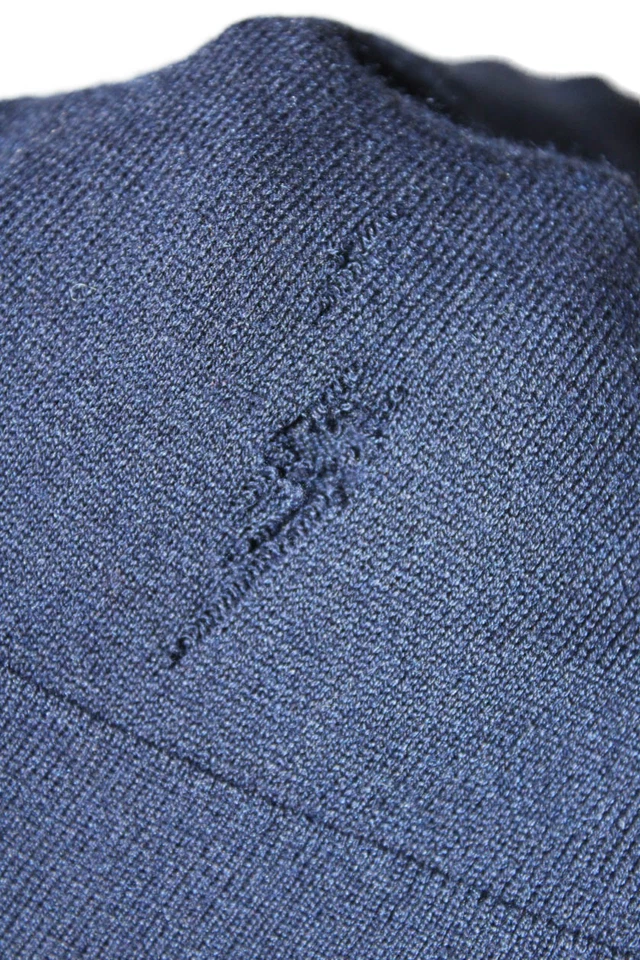 Suéter Barneys New York Mujer Seda Mangas Largas Cuello en V Azul Marino Talla Mediana Foto 4 de 4