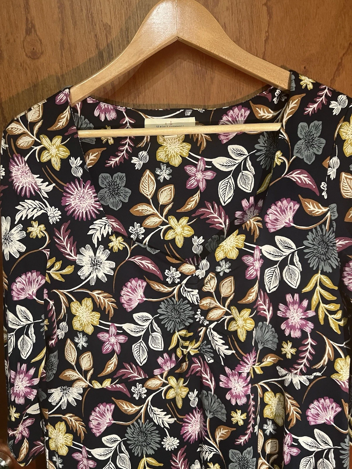 UNDERCOVER Abito donna Seasalt Secret Cove UK 16 floreale manica a 3 4 midi prezzo di listino £69