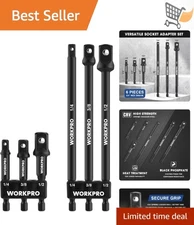 6-Piece Socket Adapter Set 1/4 3/8 1/2-Inch Drive Impact Grade Extensions