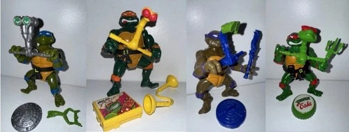 100% Complete Set of 4 Vintage 1991 Head Droppin' Teenage Mutant Ninja Turtles