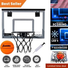LED Light-Up Over the Door Mini Basketball Hoop Set - Includes Ball Pump