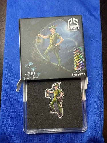 Peter Pan 5g Silver Colorized Bar Pan Silver 1/300 Ltd .999 w/Box COA