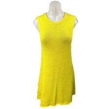 Zara Women's Yellow Sleeveless Knit Crew Neck Tank Sweater Mini Dress Size M