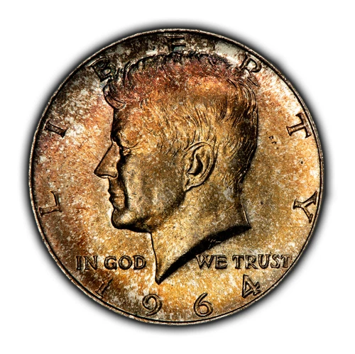 1964 50c Kennedy Half Dollar - Deep Speckled Toning - BU - SKU-H3513