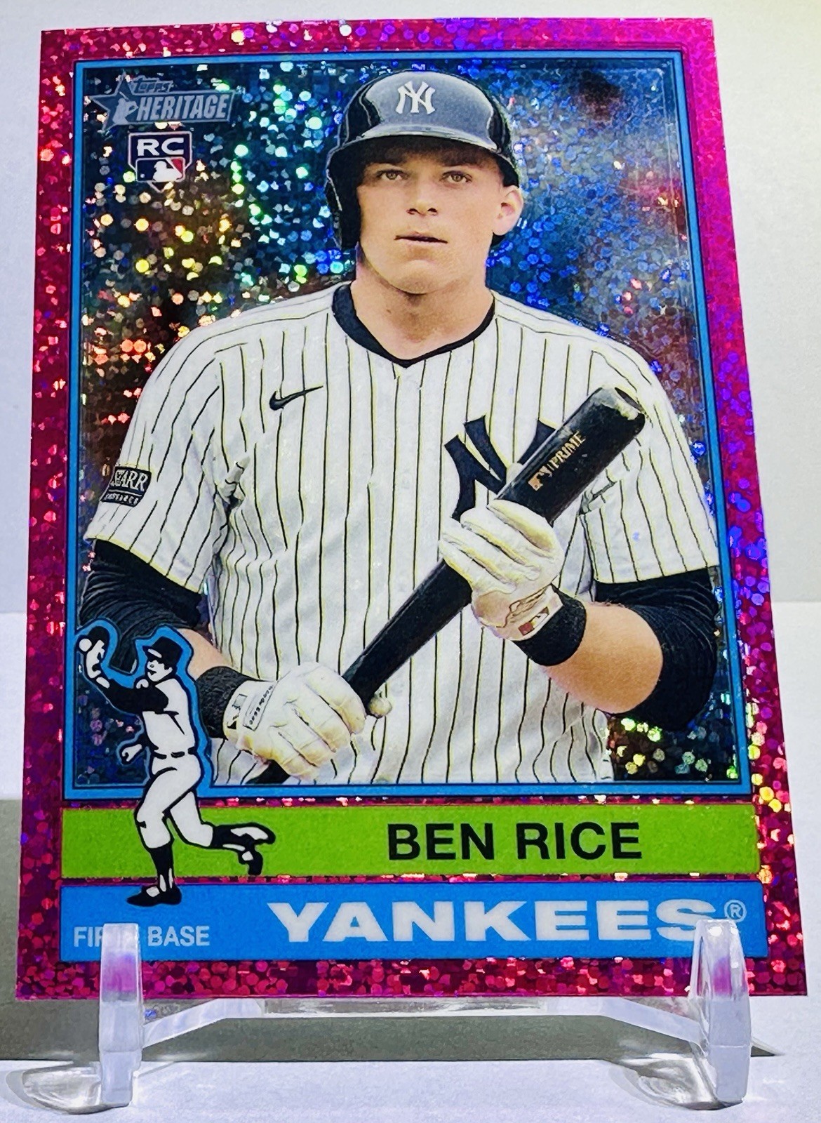 2025 Topps Heritage Ben Rice #406 Chrome Pink Sparkle Refractor