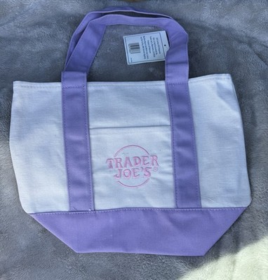 Trader Joe's Limited Edition Foldable Canvas Mini Tote Bag Pastel Purple