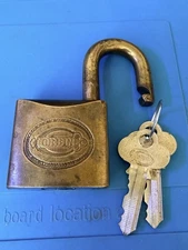 Corbin Brass Padlock Pat’d 1909 Two Keys
