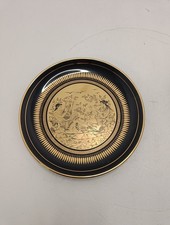 VINTAGE Black Decorative Plate 8" GREEK MYTHOLOGY  24K Gold 