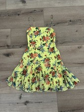 Alice + Olivia Ginny Silk Vibrant Yellow Floral Mini Dress size 4 RETAIL $ 395