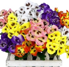 10 Bundles Artificial Pansy Flowers UV Resistant Plastic Mix Color-10