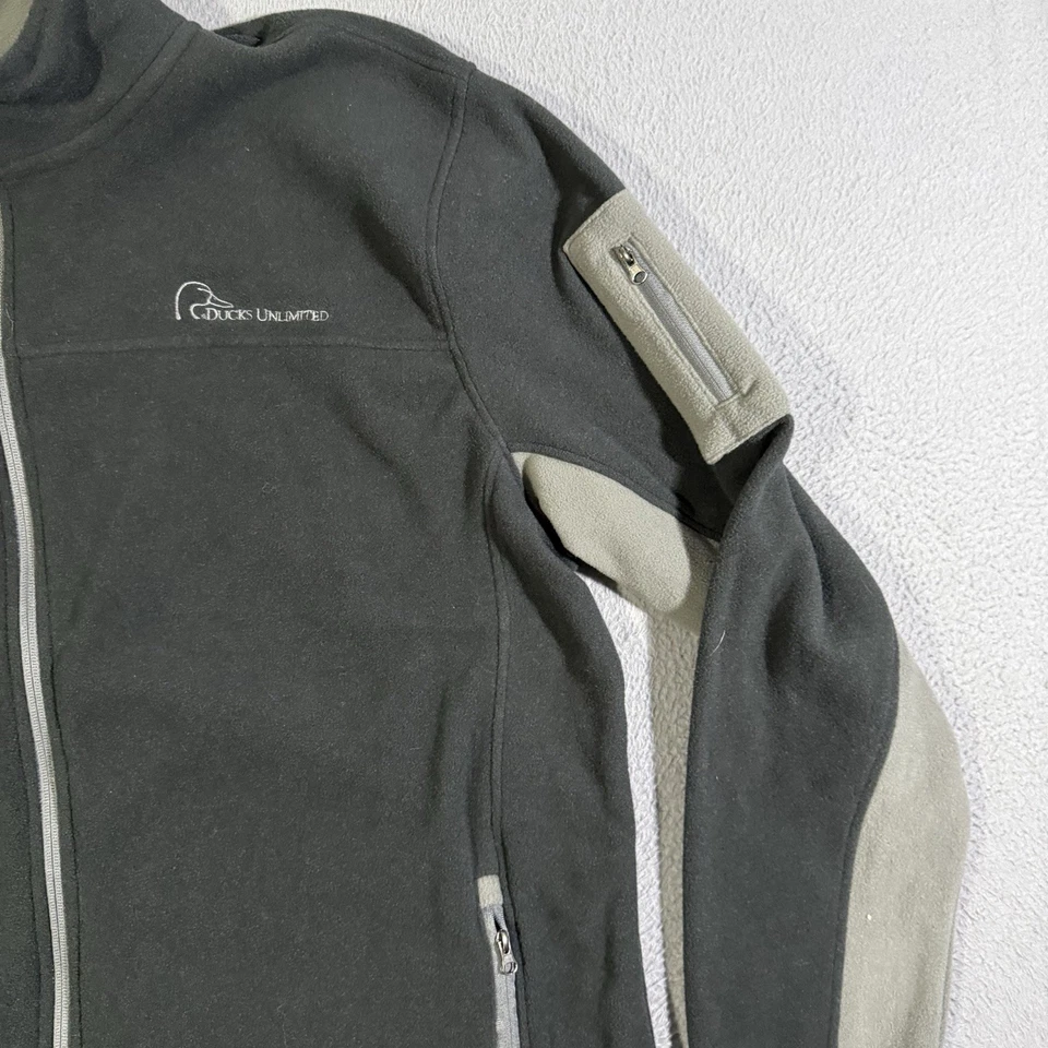 Ducks Unlimited Fleece Jacket Mens XL Black Long Sleeve Embroidered Logo Zip - Image 2 of 4