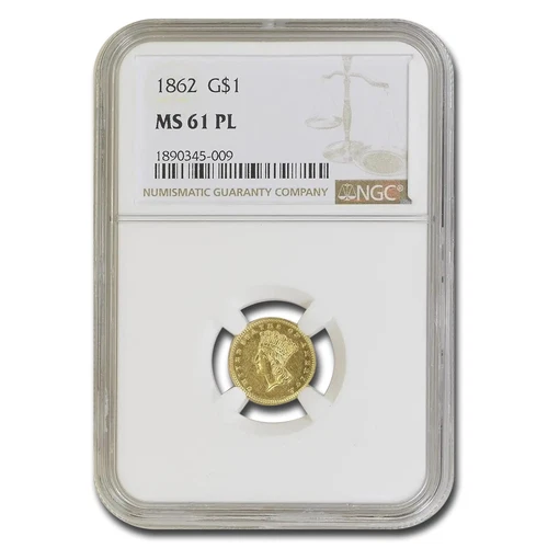 1862 $1 Indian Head Gold MS-61 NGC (PL)