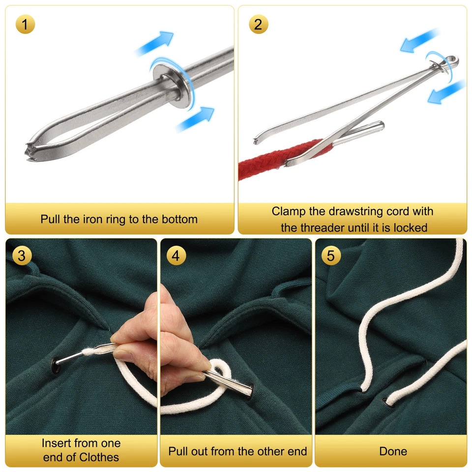 2 cuerdas de cordón 51" cordón de repuesto con enhebrador, blanco Foto 3 de 4