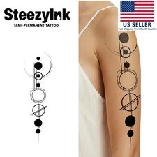SteezyInk temporary tattoo Geometric Focus last upto 2 weeks 5.5 x 9 inch