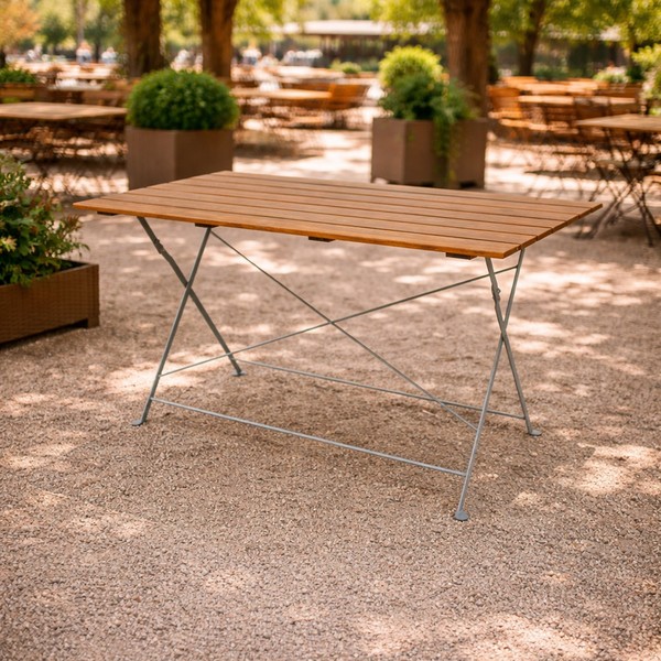 Klapptisch Biergarten Tisch Gartentisch Esstisch Klappbar Akazie Stahl 120X60Cm-image