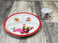 VINTAGE/UNIQUE Small Fry Originals Clown Divided Plate And Cup Set