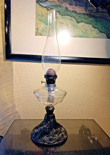 Large antique kerosene lamp, oil lamp by Magyar Lampa Gyar Budapest, year before 1900