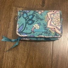 Vera Bradley Crossbody RFID Wallet Purse Peacock Garden Organizer  Missing Strap