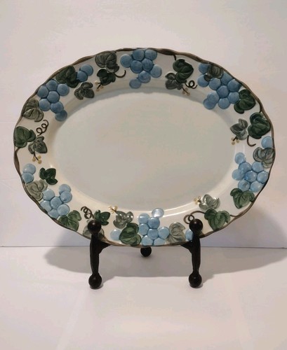 Metlox Poppytrail Serving Platter Plate Sculptured Grape 14" Oval Poppy Trail - Picture 2 of 8