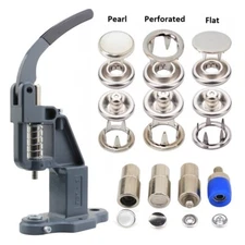 9.5 Prong Pearl Perforated Flat Snap Button Popper Fasteners Studs Die Set Kit