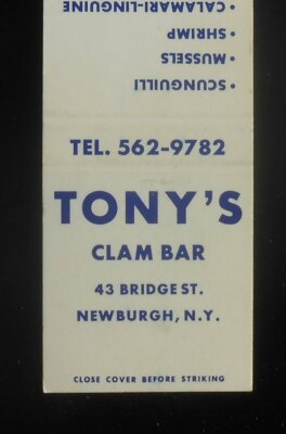 1960s Tony's Clam Bar Mussels Shrimp Heros Clams Half Shell Newburgh NY Orange C