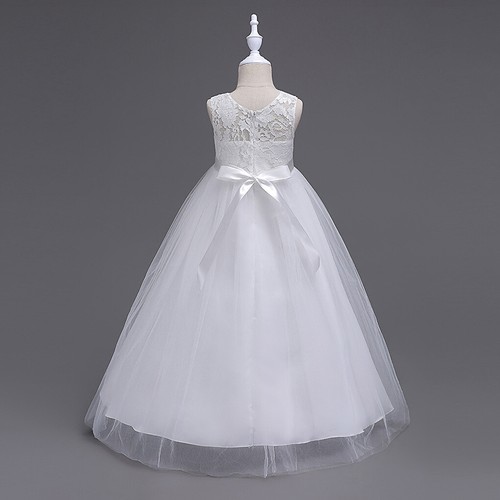 Lace Flower Girls Long Dress Wedding Party Bridesmaid Princess Pageant Dresses - Picture 13 of 27