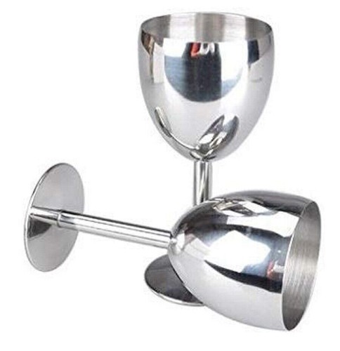 Stainless Steel Stylish Goblet Wine Glass Set Of 2 Free Shipping S980