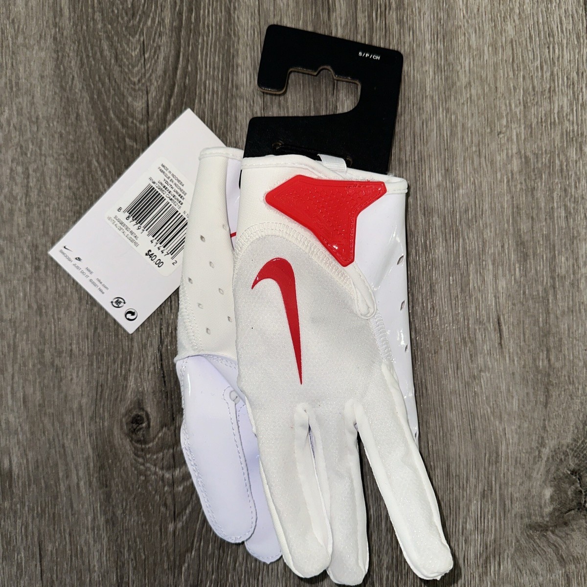 Nike Youth Vapor Jet 7.0 Football Gloves White / Red 89230