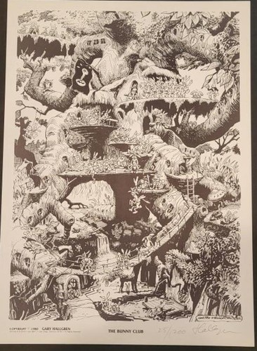GARY HALLGREN Signed Print, NM 1980 limited / Numbered #25, Bunny Club