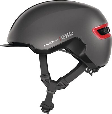 Abus HUD-Y City Fahrradhelm titan LED-Rücklicht & Magnetverschluss 57-61 cm
