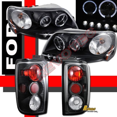 1997-2002 Ford Expedition Black Halo LED Projector Headlights + Tail Lights