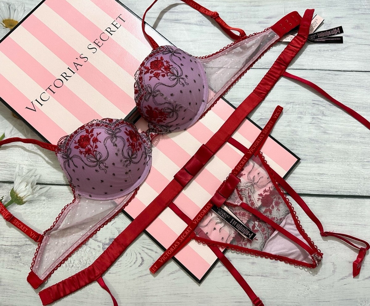 Victoria's Secret Very Sexy Push-Up Bra Garter Thong 3 pcs Set