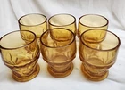 Vintage Anchor Hocking Yellow Amber Georgian Honeycomb Tumbler Glasses Set Of 6