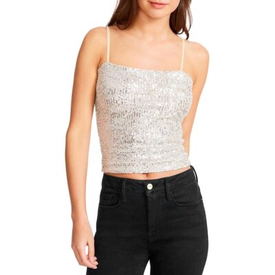 BB DAKOTA by Steve Madden 301472 Women's I Cant Wait TOP, Silver, M