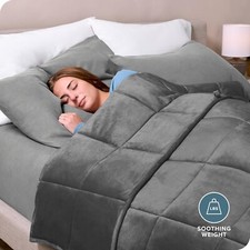 Bare Home 17lb Weighted Blanket   Queen Size 60''x80'', Minky Fleece, Glass Bead