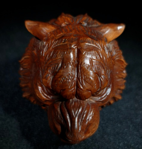 Geschnitzte exquisite Tiger Statue Skulptur Kunst China Antik Dekor Holz Buchsbaum - Bild 4 von 6