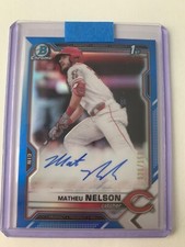 MATHEU NELSON 2021 1st Bowman Chrome Auto Blue Refractor #D /150 #CDA-ML RC