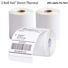 2 Rolls 4x6 Direct Thermal Shipping Labels 250 Per Roll For Zebra 2844 Eltron