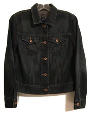New Gap Dark Denim Jacket Women XSmall Blue Jean Cotton Stretch Dark Wash U42